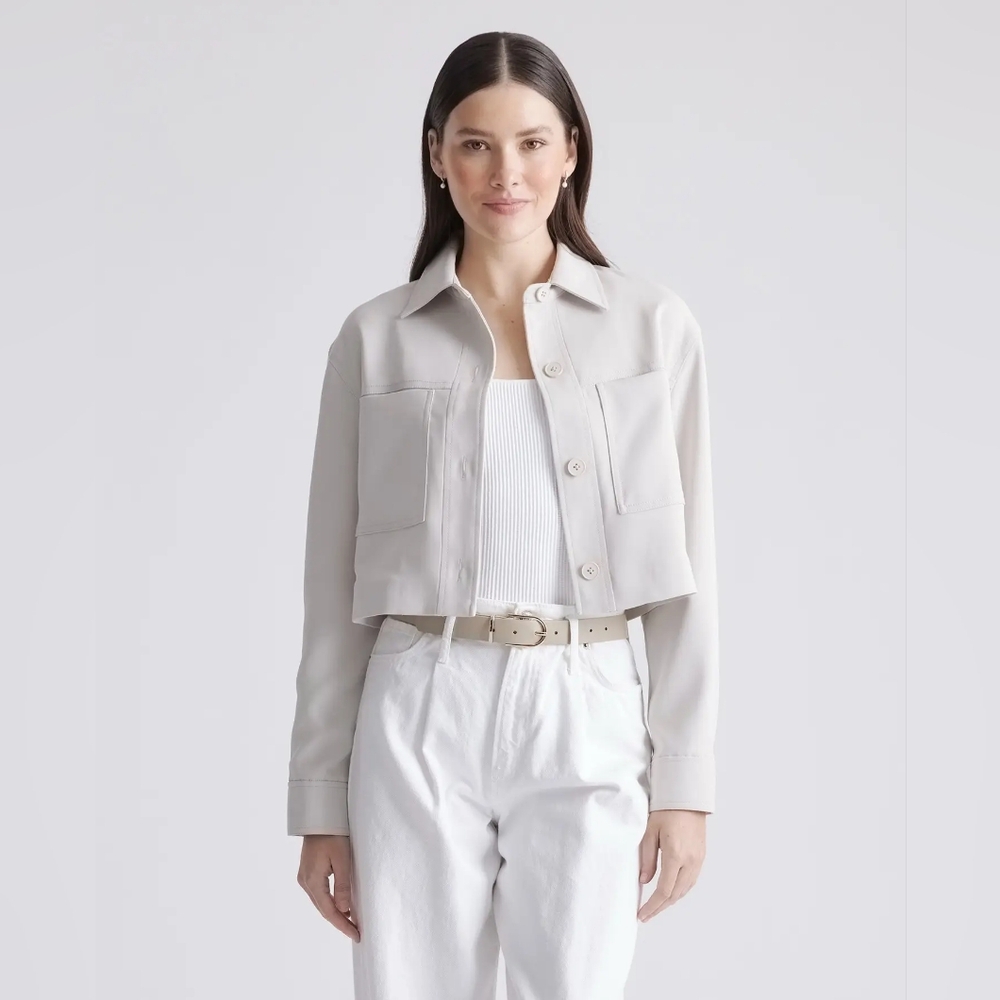 Quince Stretch Crepe Cropped Jacket - Size Small